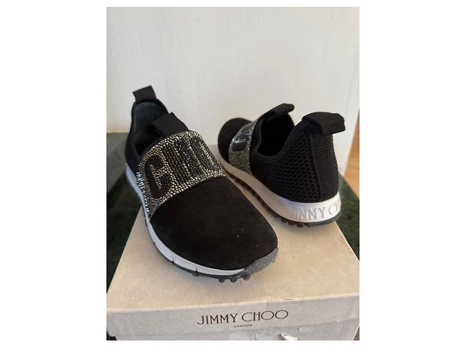 Jimmy Choo Sneakers Oakland Strass Nero Argento Bianco - vista 4