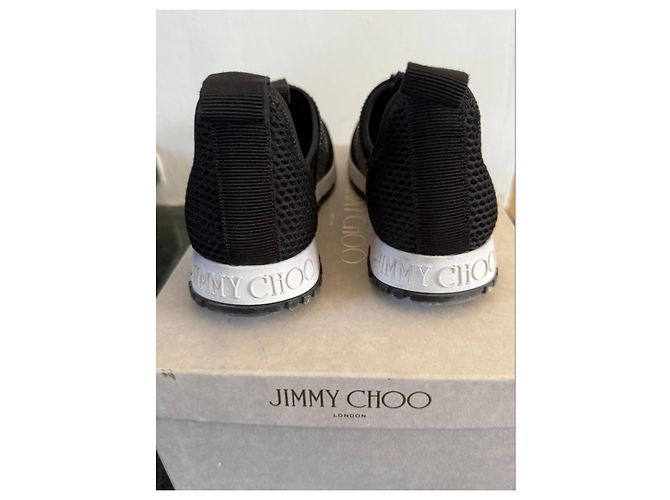 Jimmy Choo Sneakers Oakland Strass Nero Argento Bianco - vista 5