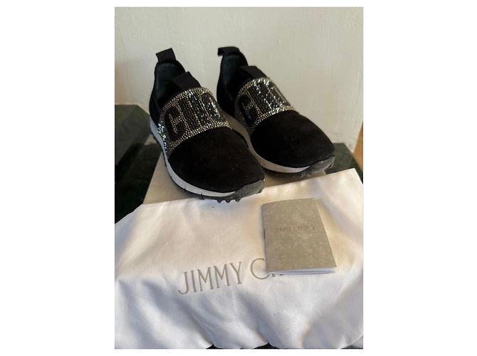 Jimmy Choo Sneakers Oakland Strass Nero Argento Bianco - vista 6