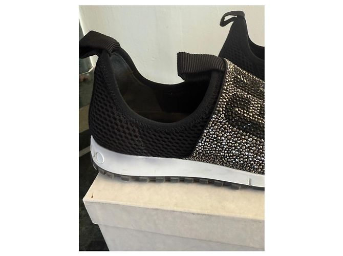 Jimmy Choo Sneakers Oakland Strass Nero Argento Bianco - vista 8