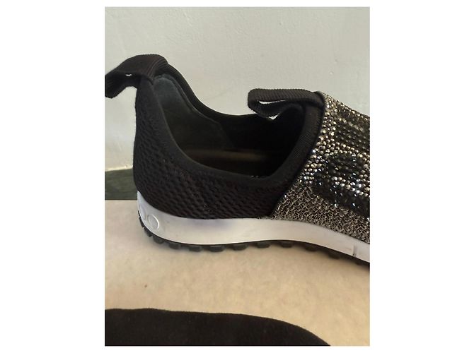 Jimmy Choo Sneakers Oakland Strass Nero Argento Bianco - vista 9