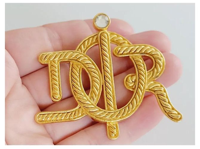 Spilla Christian Dior Logo Placcata Oro D'oro - vista 2