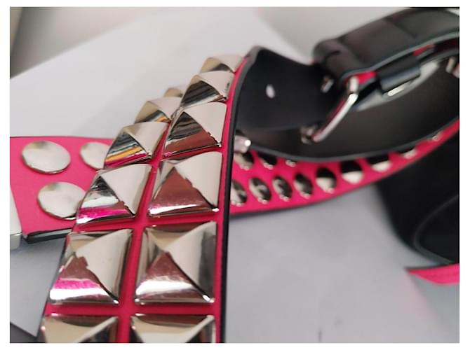 Prada Borsa a Tracolla in Nylon Nero e Rosa - vista 4