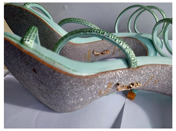 Rene Caovilla René Caovilla Sandali Tacchi Alti in Pelle Verde Menta con Strass Verde chiaro - vista 10