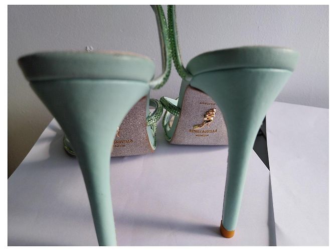 Rene Caovilla René Caovilla Sandali Tacchi Alti in Pelle Verde Menta con Strass Verde chiaro - vista 11