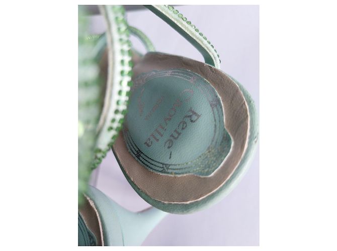 Rene Caovilla René Caovilla Sandali Tacchi Alti in Pelle Verde Menta con Strass Verde chiaro - vista 12