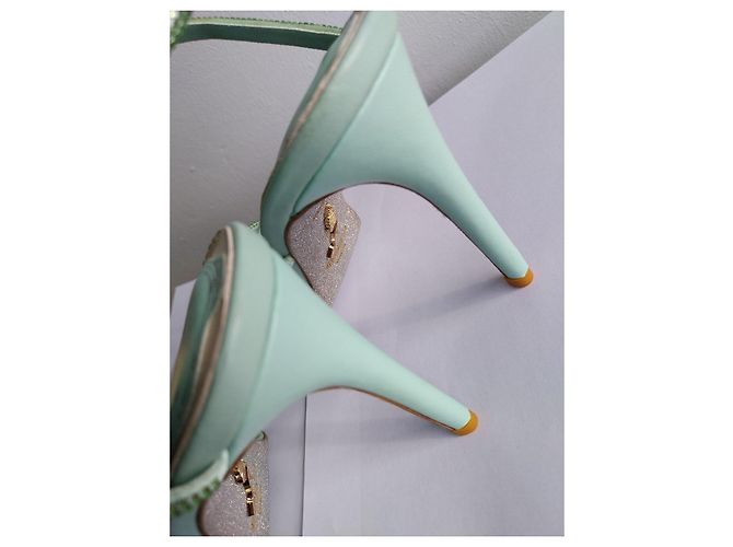 Rene Caovilla René Caovilla Sandali Tacchi Alti in Pelle Verde Menta con Strass Verde chiaro - vista 13