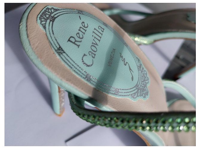 Rene Caovilla René Caovilla Sandali Tacchi Alti in Pelle Verde Menta con Strass Verde chiaro - vista 2