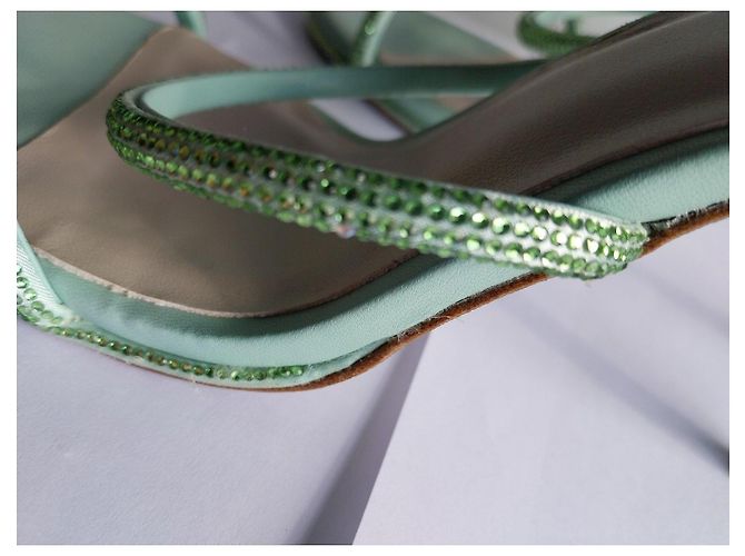 Rene Caovilla René Caovilla Sandali Tacchi Alti in Pelle Verde Menta con Strass Verde chiaro - vista 3