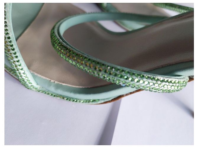 Rene Caovilla René Caovilla Sandali Tacchi Alti in Pelle Verde Menta con Strass Verde chiaro - vista 4