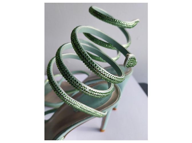 Rene Caovilla René Caovilla Sandali Tacchi Alti in Pelle Verde Menta con Strass Verde chiaro - vista 5
