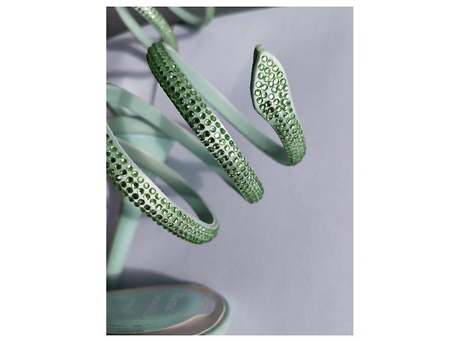 Rene Caovilla René Caovilla Sandali Tacchi Alti in Pelle Verde Menta con Strass Verde chiaro - vista 9