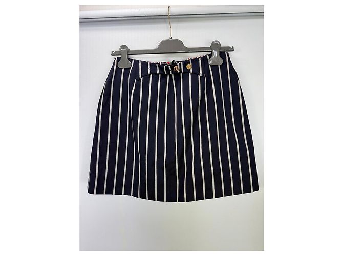 Thom Browne Minifalda de lana a rayas azul marino Blanco - vista 2