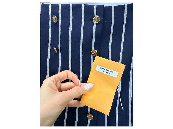 Thom Browne Minifalda de lana a rayas azul marino Blanco - vista 3