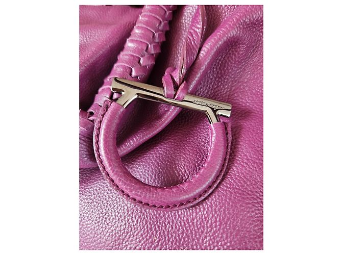 Salvatore Ferragamo Borsa Hobo Gancini in Pelle Viola Porpora - vista 3
