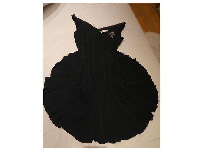 Blumarine Abito Nero Decorato in Rayon - vista 2