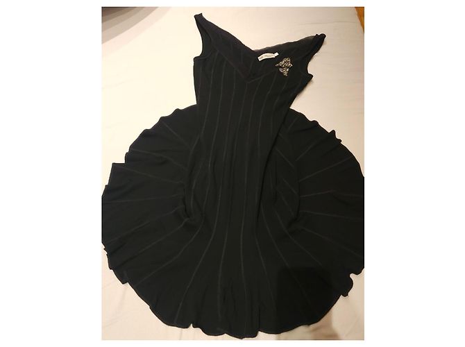 Blumarine Abito Nero Decorato in Rayon - vista 3