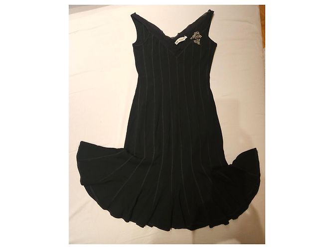 Blumarine Abito Nero Decorato in Rayon - vista 8