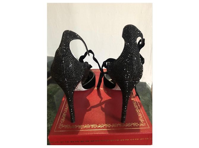 Rene Caovilla René Caovilla Décolleté in velluto nero e cristalli Grigio antracite - vista 3