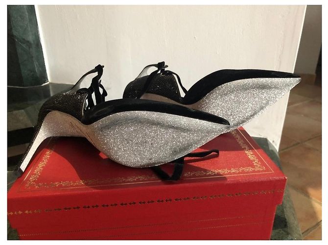 Rene Caovilla René Caovilla Décolleté in velluto nero e cristalli Grigio antracite - vista 5