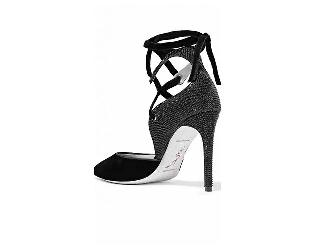 Rene Caovilla René Caovilla Décolleté in velluto nero e cristalli Grigio antracite - vista 7