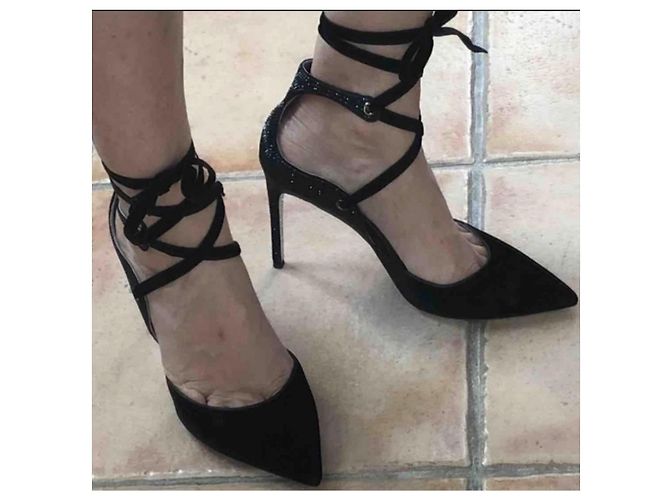 Rene Caovilla René Caovilla Décolleté in velluto nero e cristalli Grigio antracite - vista 9