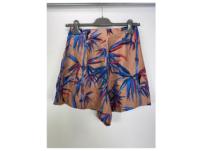 Emilio Pucci Short de seda estampado bambú Azul Beige Burdeos - vista 2