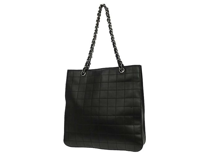 Chanel Chocolate Bar CC Tote aus gesteuertem Leder Small Schwarz - Ansicht 2