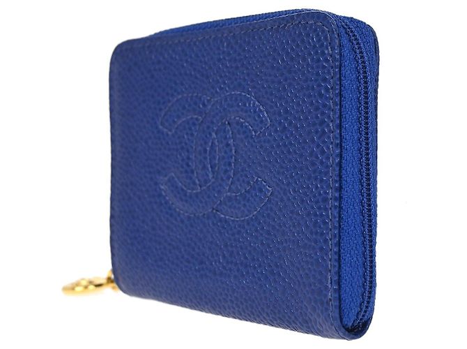 Portafoglio Chanel Timeless CC Caviar Long Blu - vista 3
