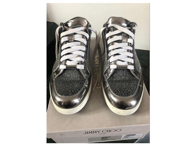 Jimmy Choo Sneakers Miami Argento Grigio Silver hardware - vista 2