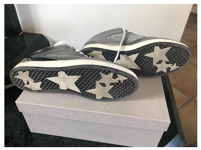 Jimmy Choo Sneakers Miami Argento Grigio Silver hardware - vista 4