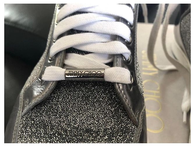 Jimmy Choo Sneakers Miami Argento Grigio Silver hardware - vista 5