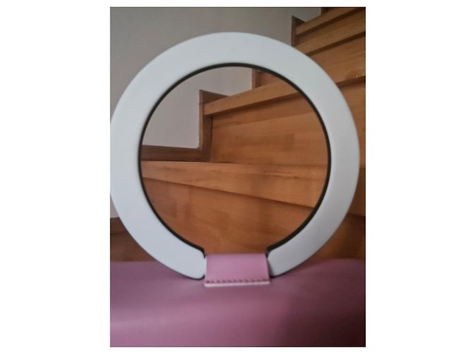 Autre Marque IURI Bolso de cuero rosa con asa circular blanca Blanco - vista 5