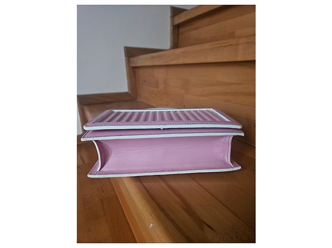 Autre Marque IURI Bolso de cuero rosa con asa circular blanca Blanco - vista 6