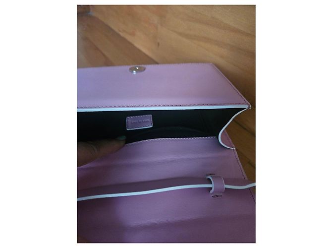 Autre Marque IURI Bolso de cuero rosa con asa circular blanca Blanco - vista 8