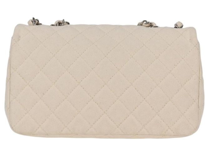 Chanel Cruise Flap Quilted Canvas Medium Bianco - vista 2