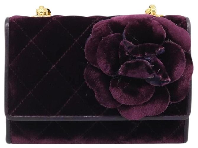 Chanel Wallet on Chain aus gestepptem Samt Lila - Ansicht 2