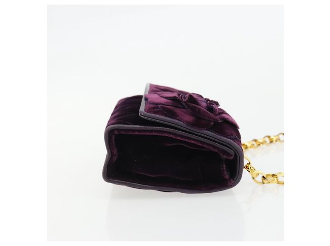 Chanel Wallet on Chain aus gestepptem Samt Lila - Ansicht 4