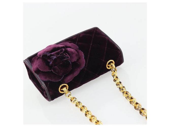 Chanel Wallet on Chain aus gestepptem Samt Lila - Ansicht 6
