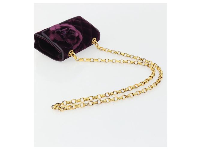 Chanel Wallet on Chain aus gestepptem Samt Lila - Ansicht 7