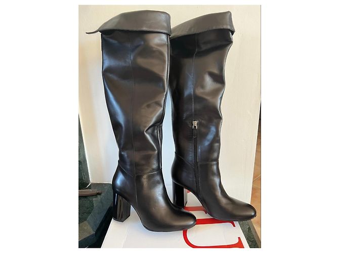 Guess Dania Botas Altas de Cuero Negro, Talla 37 - vista 2
