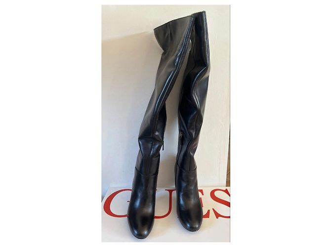 Guess Dania Botas Altas de Cuero Negro, Talla 37 - vista 3