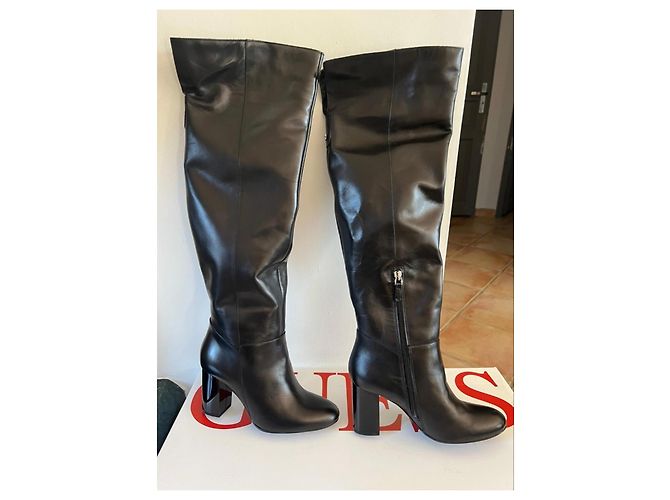 Guess Dania Botas Altas de Cuero Negro, Talla 37 - vista 4