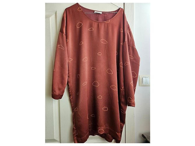 Autre Marque Stine Goya Vestido Carla Estampado Nubes Castaño - vista 3