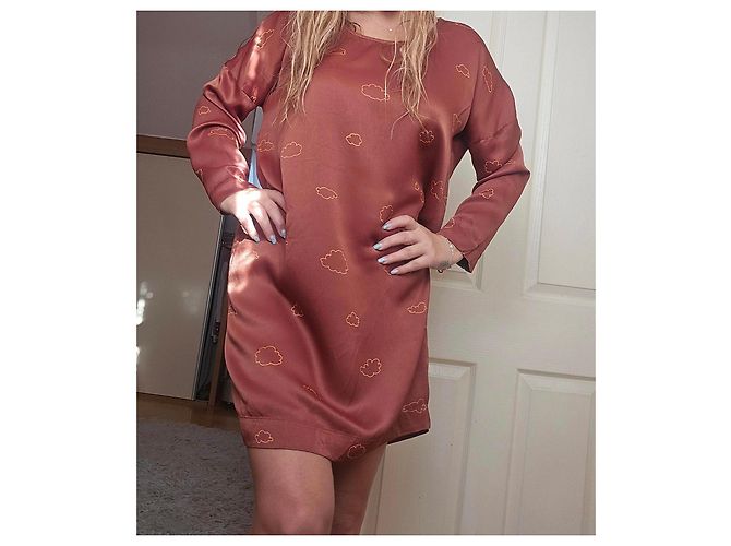 Autre Marque Stine Goya Vestido Carla Estampado Nubes Castaño - vista 4