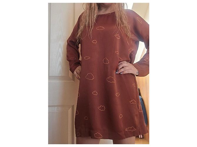 Autre Marque Stine Goya Vestido Carla Estampado Nubes Castaño - vista 6