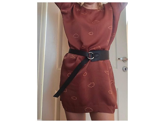 Autre Marque Stine Goya Vestido Carla Estampado Nubes Castaño - vista 8