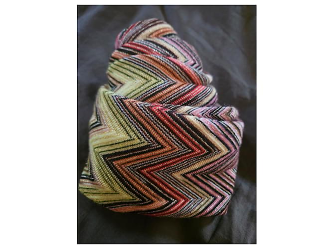 Bufanda Missoni Estampado Zig Zag Castaño Negro Rosa Blanco Multicolor Naranja Amarillo - vista 10