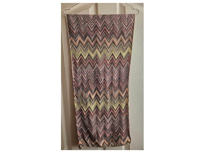 Bufanda Missoni Estampado Zig Zag Castaño Negro Rosa Blanco Multicolor Naranja Amarillo - vista 12