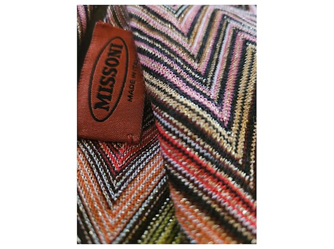 Bufanda Missoni Estampado Zig Zag Castaño Negro Rosa Blanco Multicolor Naranja Amarillo - vista 2